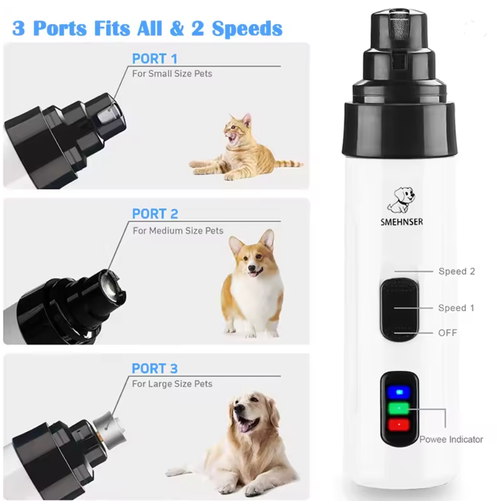 Rechargeable Dog Nail Grinder – Low Noise & Safe Trimming | For Dogs & Cats