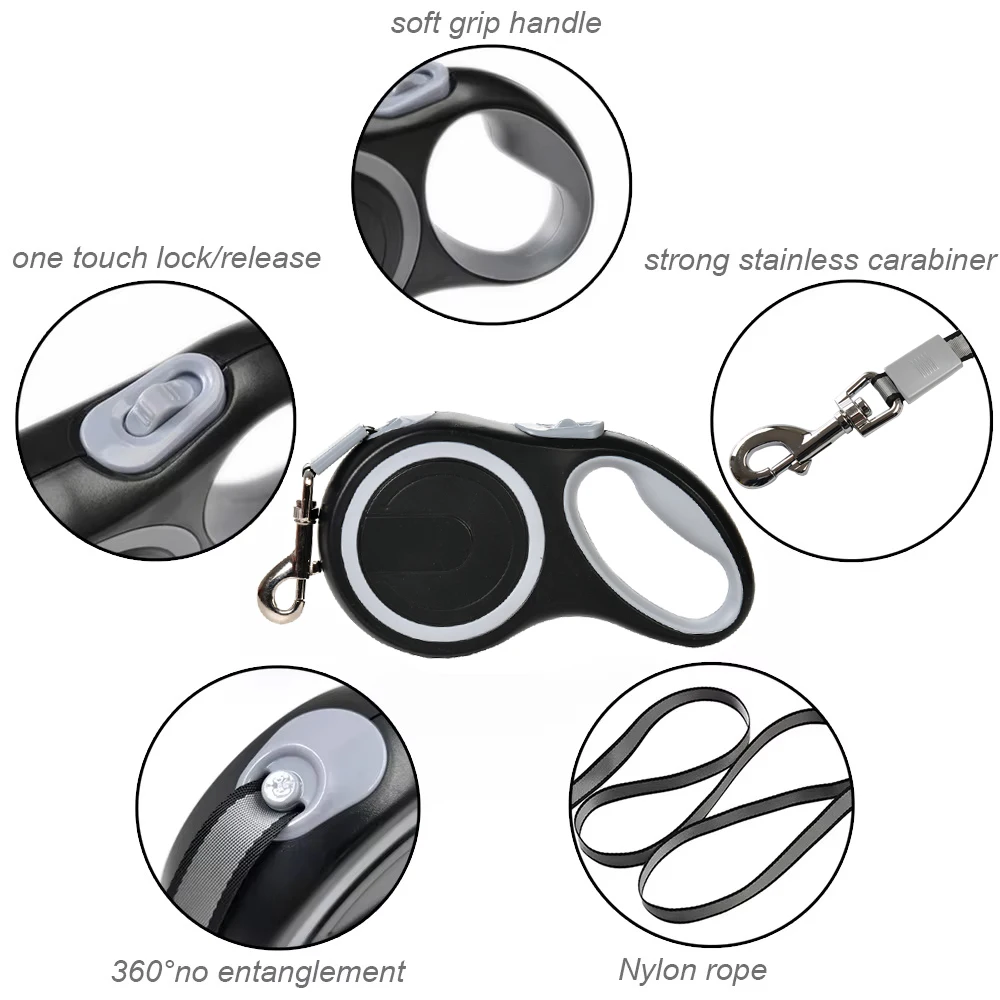 Retractable Dog Leash – 5 to 8 Meters | Lock System & Ergonomic Grip