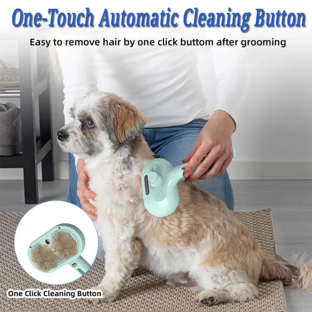 Luxury Steam Spray Grooming Brush for Dogs & Cats – Anti-Shedding, Anti-Static, USB Rechargeable