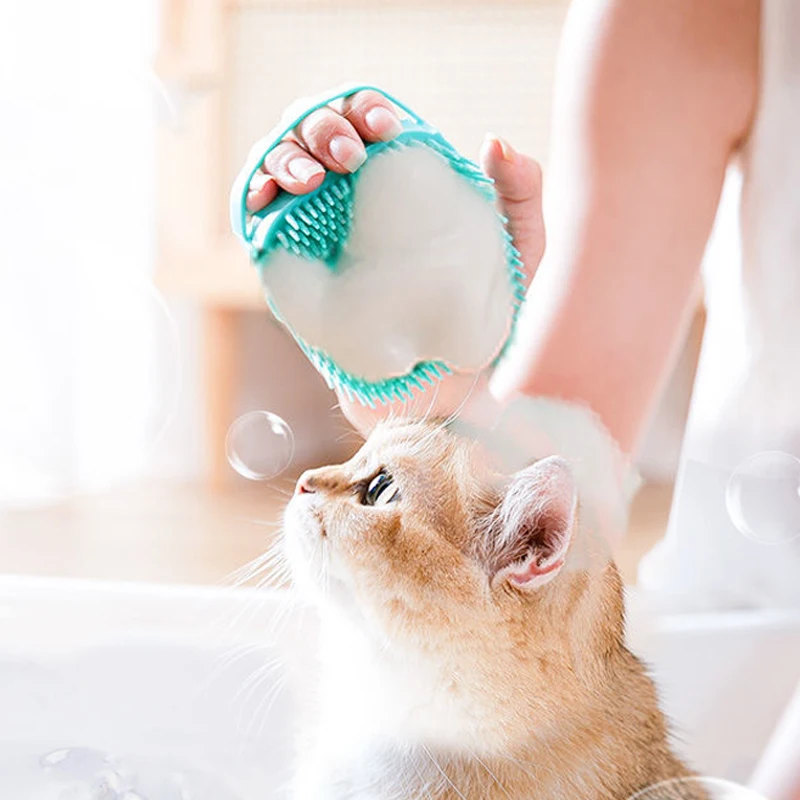 Soft Silicone Pet Bathing Brush – 2-in-1 Grooming & Shampoo Dispenser for Dogs & Cats