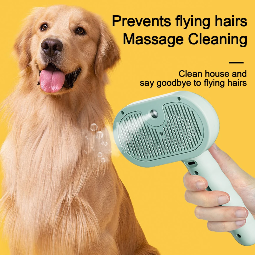 Luxury Steam Spray Grooming Brush for Dogs & Cats – Anti-Shedding, Anti-Static, USB Rechargeable