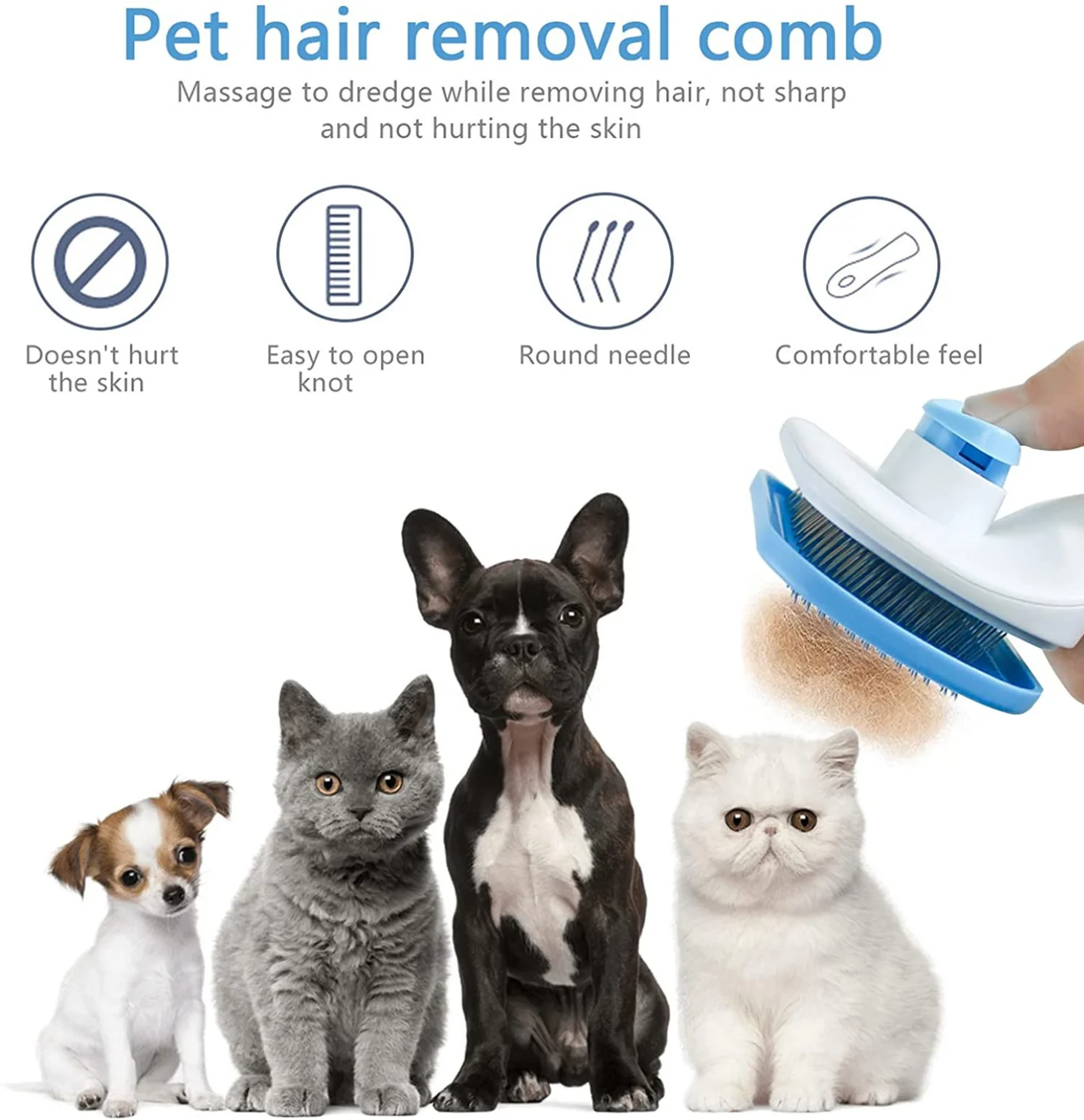 Pet Hair Remover Brush – Grooming & Bath Comb for Long-Haired Dogs and Cats