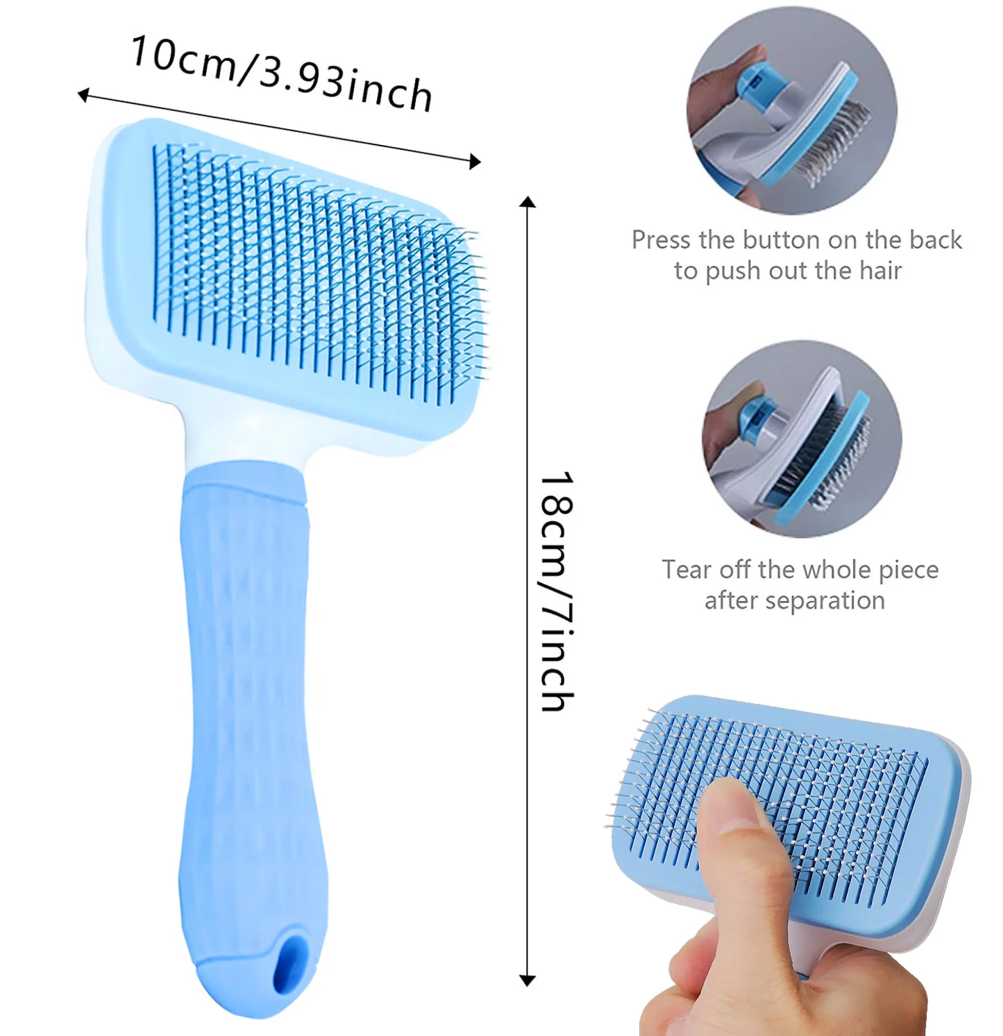 Pet Hair Remover Brush – Grooming & Bath Comb for Long-Haired Dogs and Cats